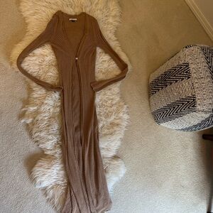 American Eagle Caramel Open Knit Duster Cardigan – XS – Boho Long Cardigan